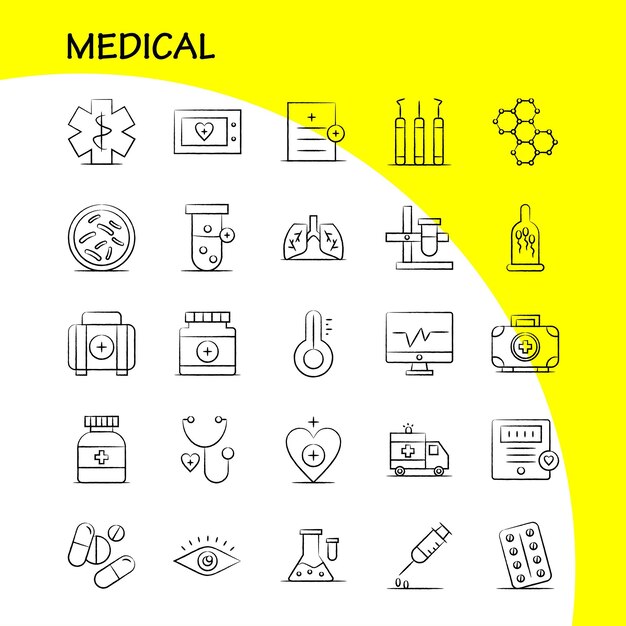 Medische Hand Getrokken Pictogrammen Voor Infographics