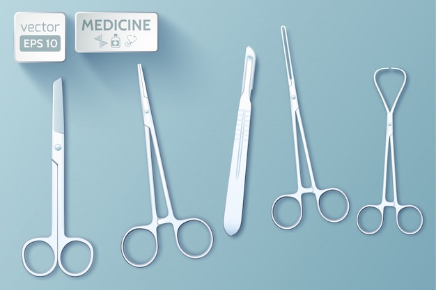 Medische hulpmiddelen set tang scalpel schaar klem