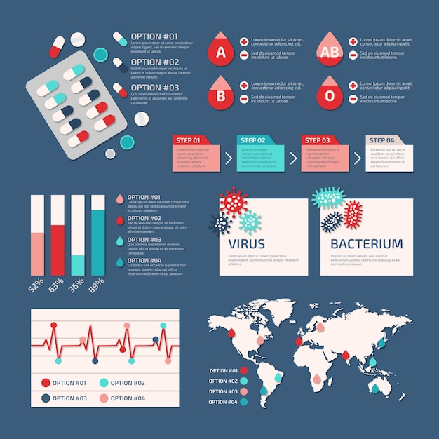 Gratis vector medische infographic collectie