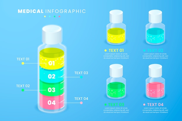 Medische infographic sjabloon en flessen