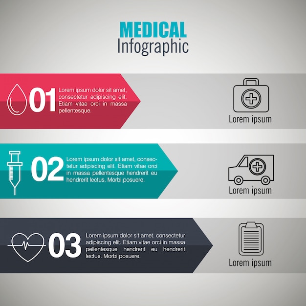 Medische infographics met drie stappen