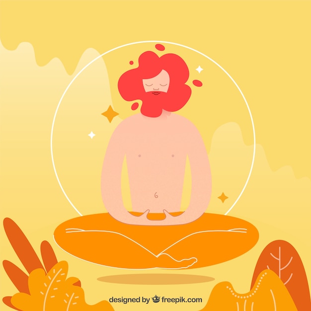 Gratis vector meditatie achtergrond met man