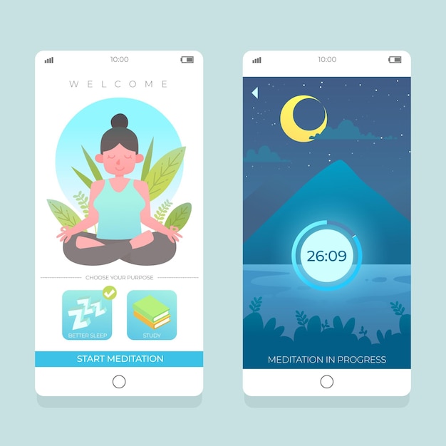 Gratis vector meditatie-app-interface