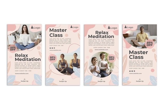 Gratis vector meditatie en mindfulness instagramverhalen