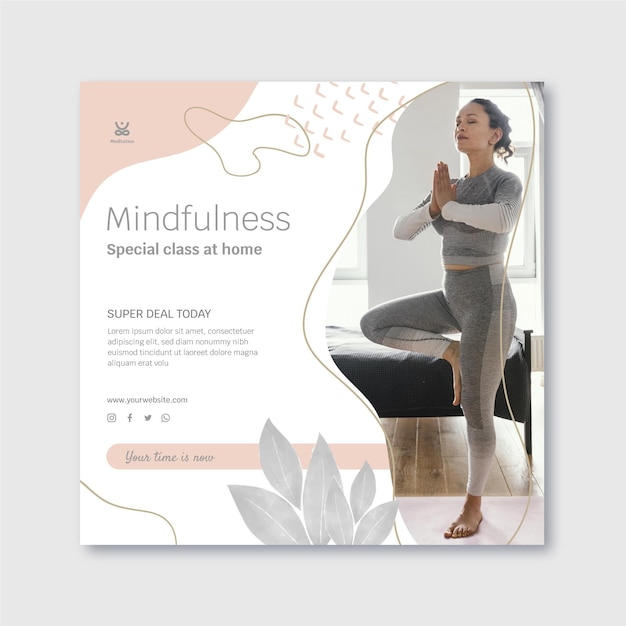 Meditatie en mindfulness kwadraat flyer