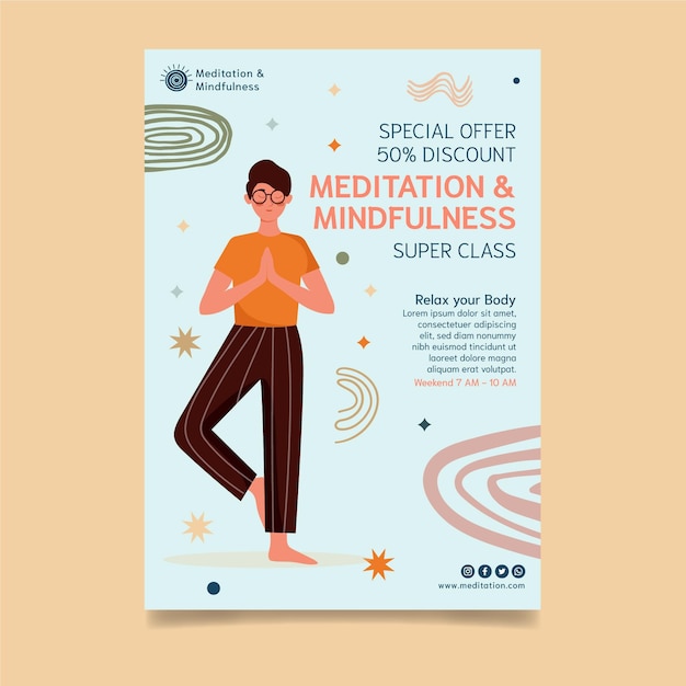 Meditatie en mindfulness poster sjabloon