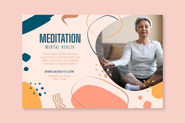 Gratis vector meditatie en mindfulness-sjabloon voor spandoek