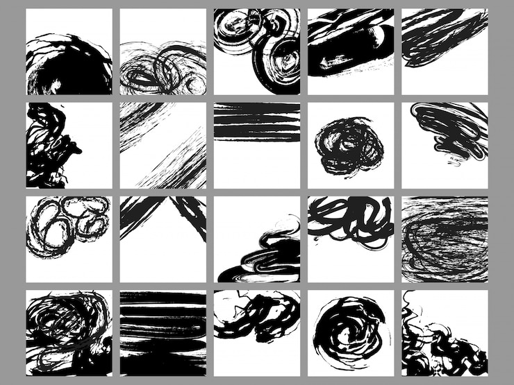 Gratis Vector meerdere abstracte brushstroke collectie.