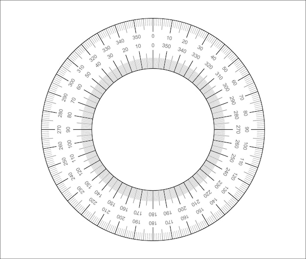 Meetcirkel leeg cirkelvormig gradenboograster voor het meten van graden