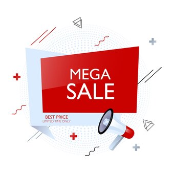 Mega sale banner met megafoon