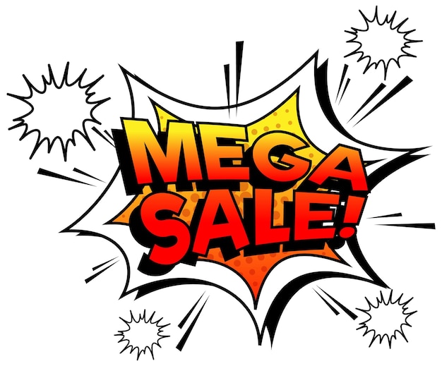 Mega sale restro comic style speech bubble