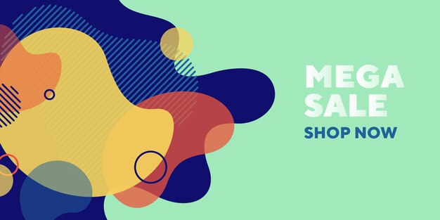 Mega verkoop abstracte banner met stroomvormen