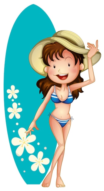 Gratis vector meisje in blauwe bikini