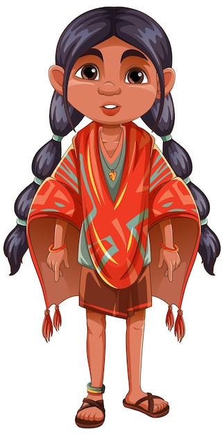 Gratis vector meisje in inheemse amerikaanse outfit