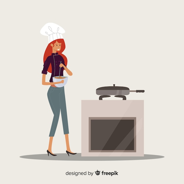 Gratis vector meisje koken achtergrond