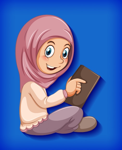 Gratis vector meisje leest uit de koran