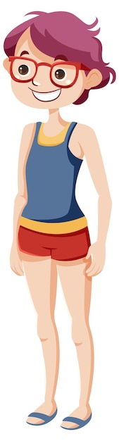 Gratis vector meisje met bril in casual outfit stripfiguur