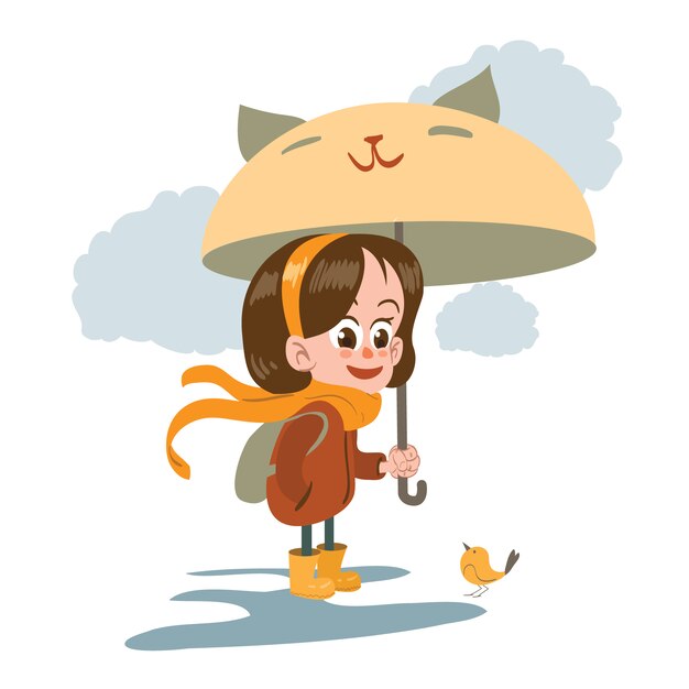 Meisje met een paraplu achtergrond
