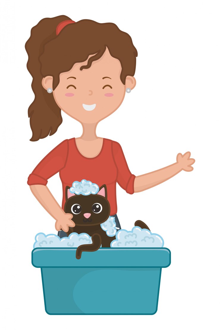 Meisje met kat van cartoon