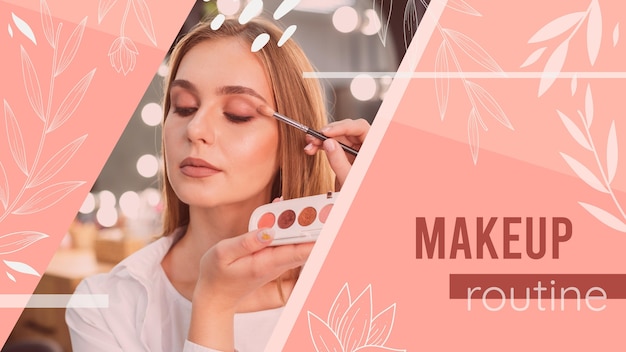 Gratis vector meisje met make-up tutorial youtube thumbnail