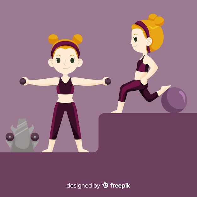 Gratis vector meisje sport collectie doet