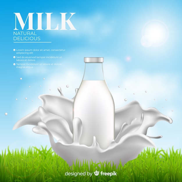 Gratis vector melk advertentie defocused achtergrond