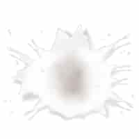 Gratis vector melk splash met druppels en schaduw