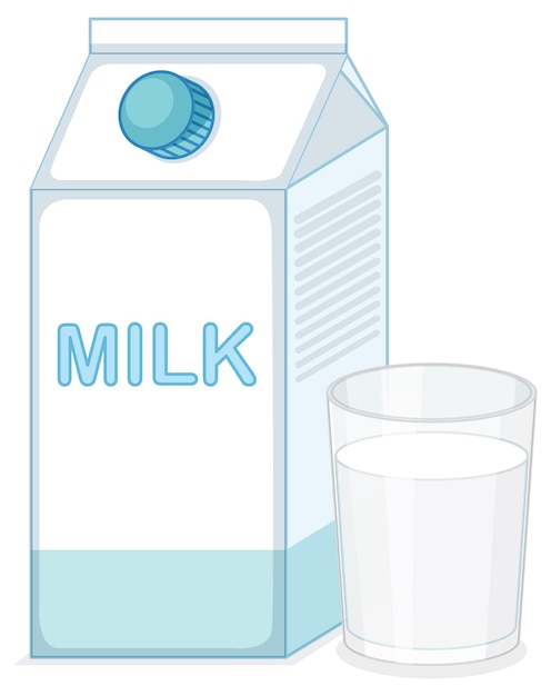 Gratis vector melkkartonnen doos met een glas