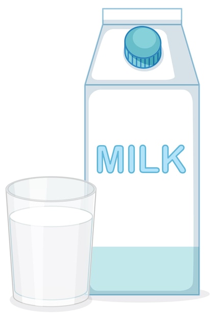 Gratis vector melkkartonnen doos met een glas