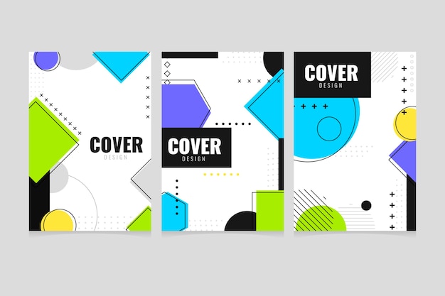 Gratis vector memphis design covercollectie