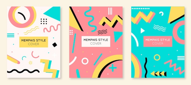 Gratis vector memphis design covercollectie