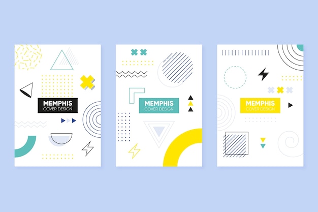 Memphis ontwerp kleurrijke omslagset