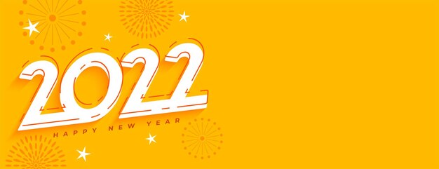Memphis-stijl 2022 nieuwjaarsviering gele banner