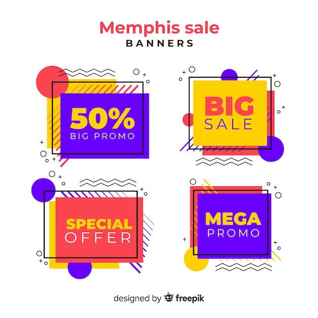 Gratis vector memphis verkoop banner collectie