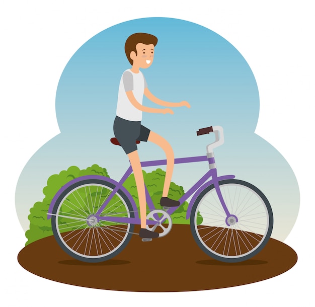 Gratis vector mens die een fiets berijdt om oefening te doen