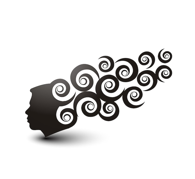 Menselijk hoofd Swirl Brain Design A vectorillustratie