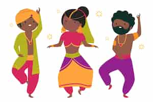 Gratis vector mensen die bollywood illustratieconcept dansen