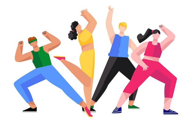 Gratis vector mensen die deelnemen aan een fitness-dansles