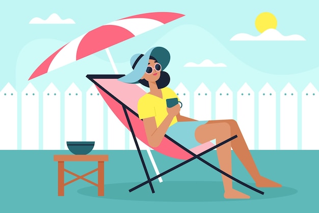 Gratis vector mensen die genieten van staycation