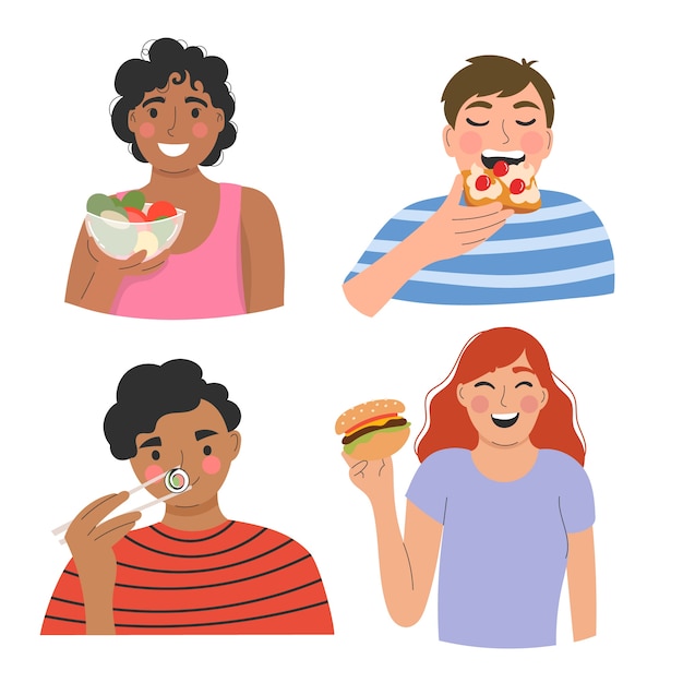 Gratis vector mensen die heerlijk eten