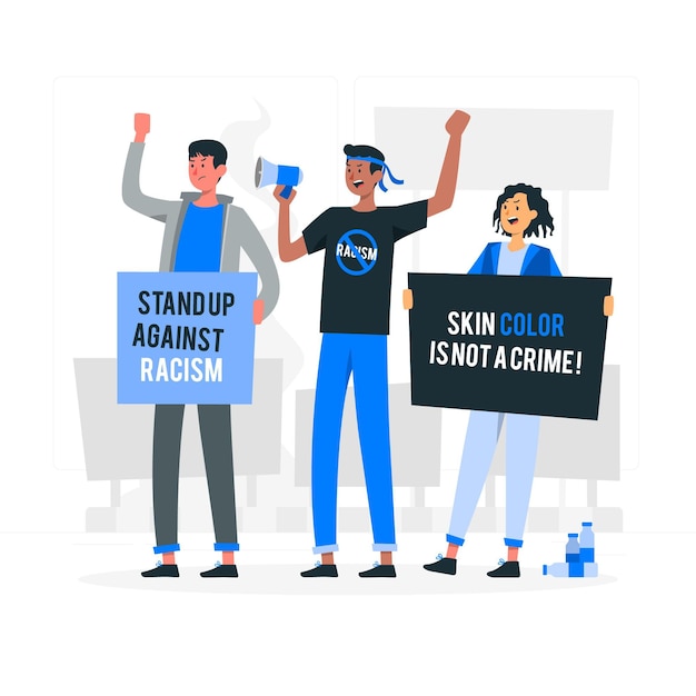 Gratis vector mensen die protesteren tegen de illustratie van het racismeconcept