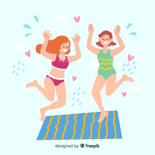 Gratis vector mensen die van de zomer genieten