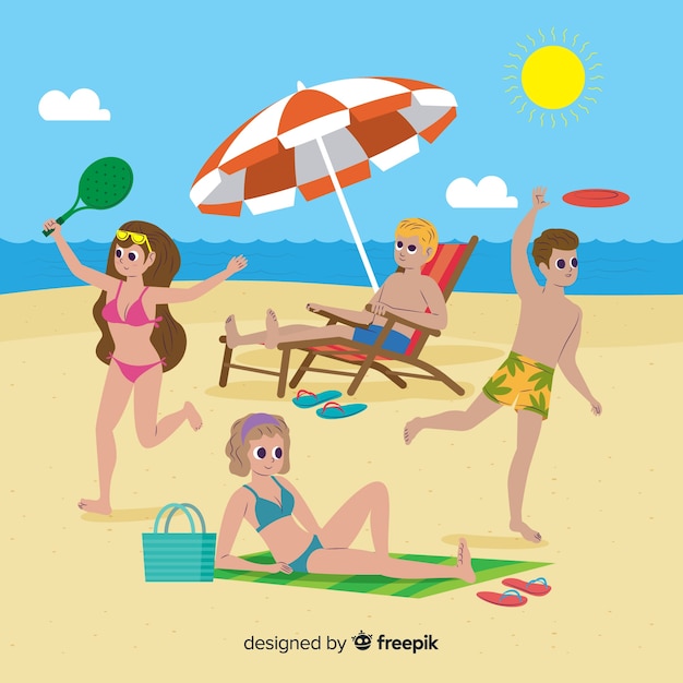 Gratis vector mensen die van de zomer genieten