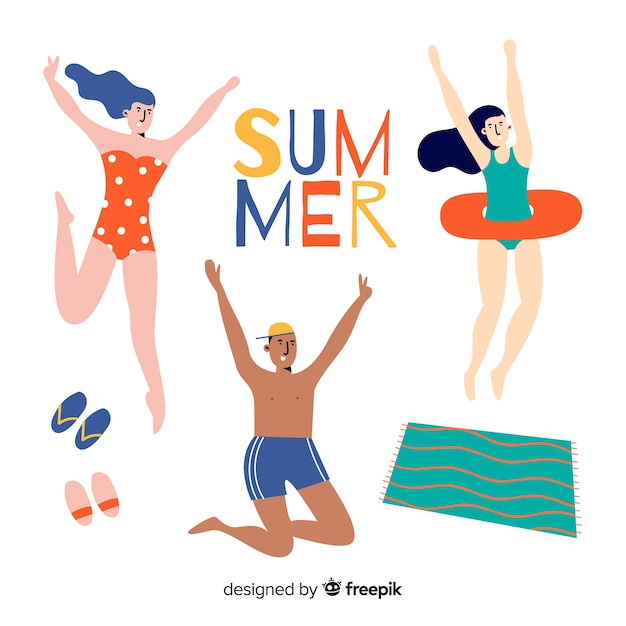 Gratis vector mensen die van de zomer genieten