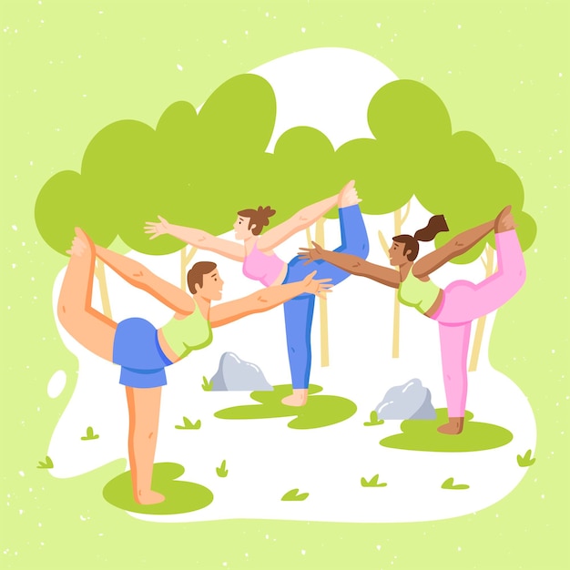 Gratis vector mensen doen yoga buitenshuis