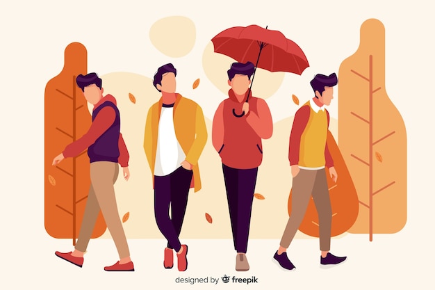 Gratis vector mensen dragen herfst kleding illustratie