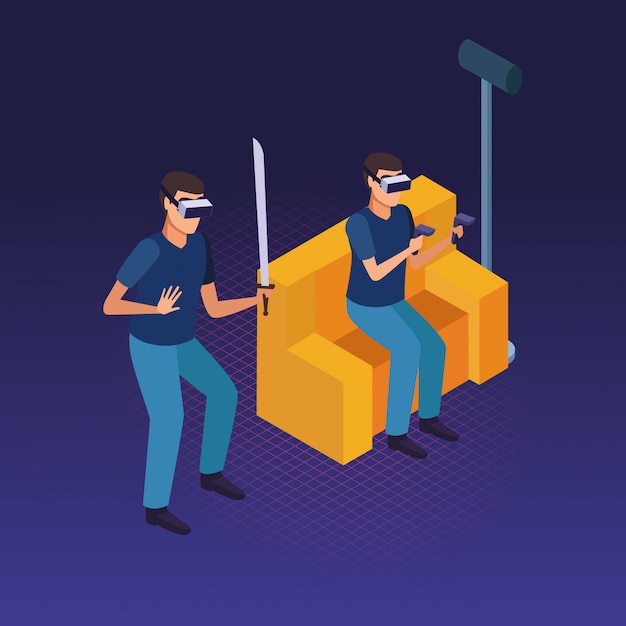 Gratis vector mensen en virtual reality briltechnologie