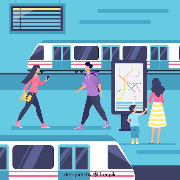 Gratis vector mensen gaan in de metro