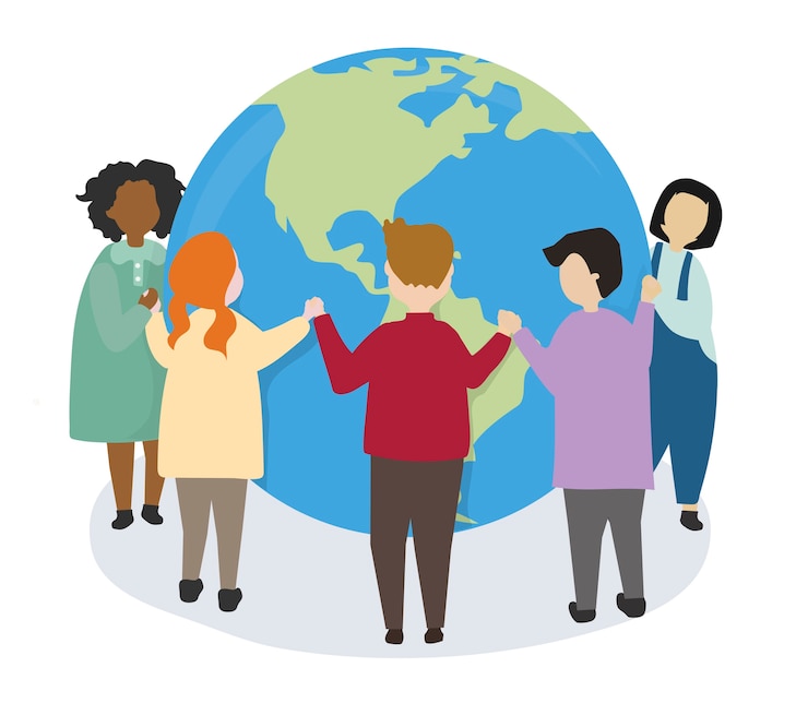 Gratis Vector mensen geven om de wereld en om het milieu