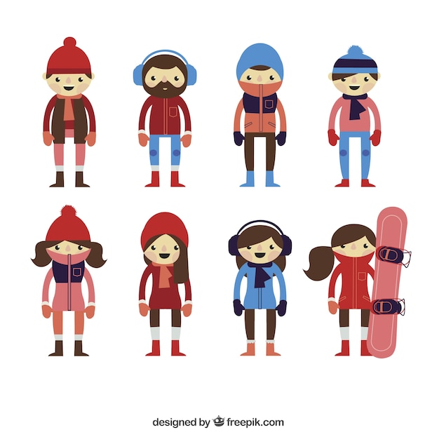 Gratis vector mensen het dragen van de winter kleding